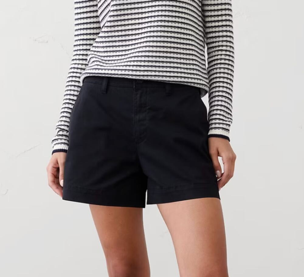 Banana Republic Chino Shorts Size 12 High Rise Black Flat Front Cotton Stretch